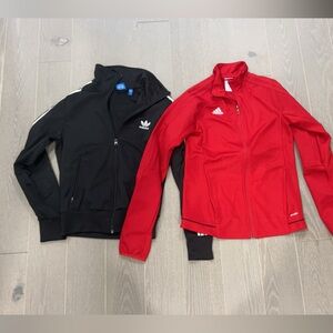 Adidas Track Jackets – Black (S) & Red (XS)